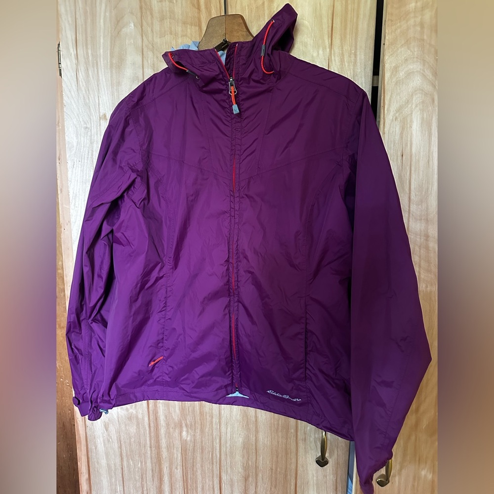 EDDIE BAUER waterproof rain Lightweight Purple Windbreaker Jacket womens size M